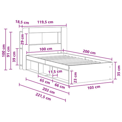 Sengestel med opbevaring med hovedgærde Artisan-eg 100 x 200 cm