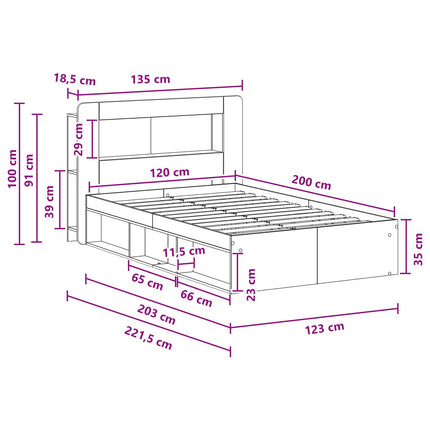Sengestel med opbevaring med hovedgærde Artisan-eg 120 x 200 cm