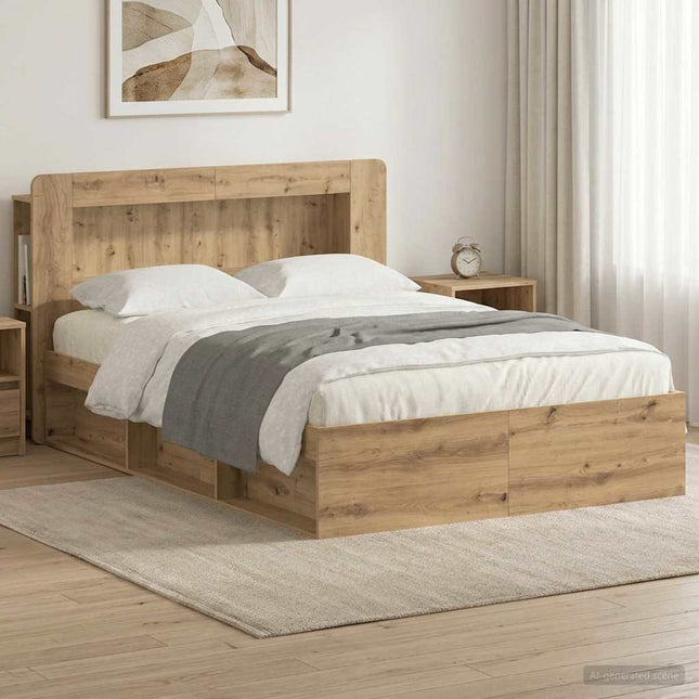 Sengestel med opbevaring med hovedgærde Artisan-eg 135 x 190 cm