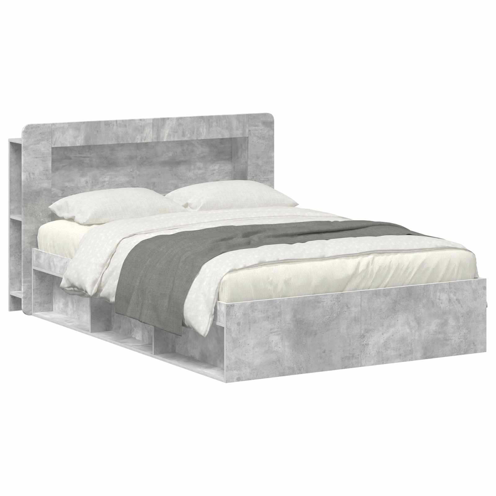 Sengestel med opbevaring Betongrå 140 x 190 cm Konstrueret træ