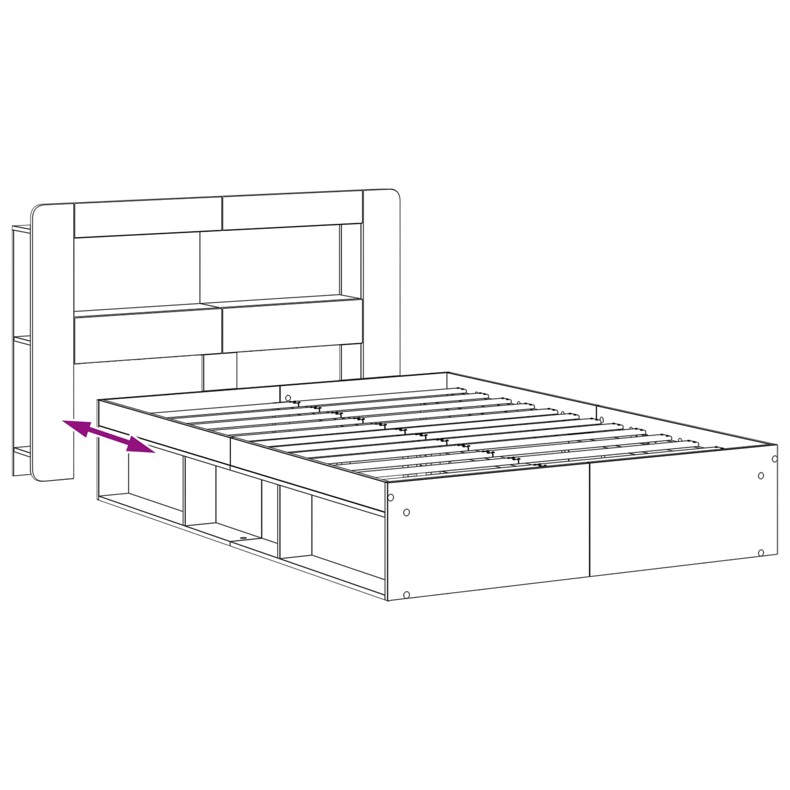 Sengestel med opbevaring Betongrå 140 x 190 cm Konstrueret træ