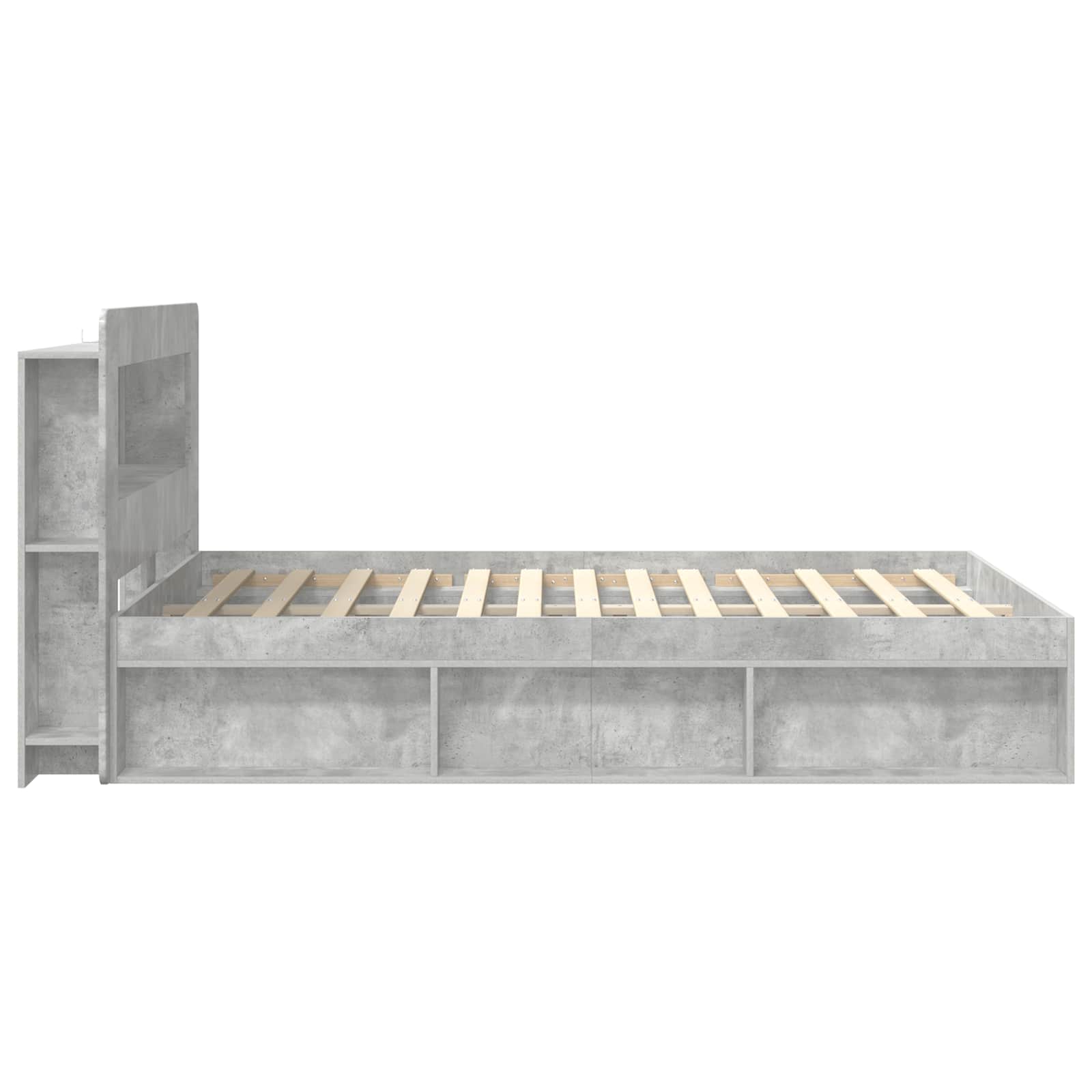 Sengestel med opbevaring Betongrå 140 x 190 cm Konstrueret træ