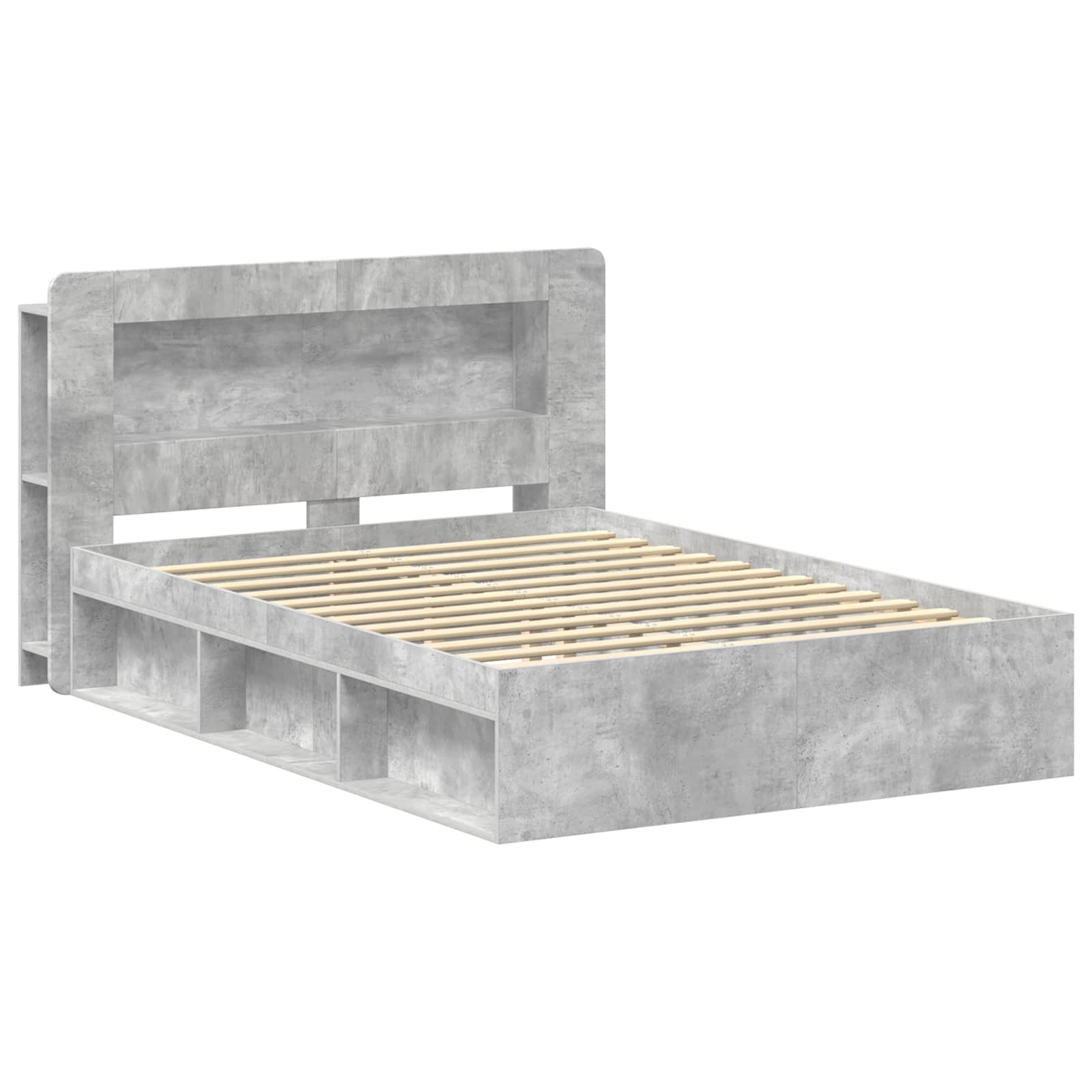 Sengestel med opbevaring Betongrå 140 x 200 cm Konstrueret træ
