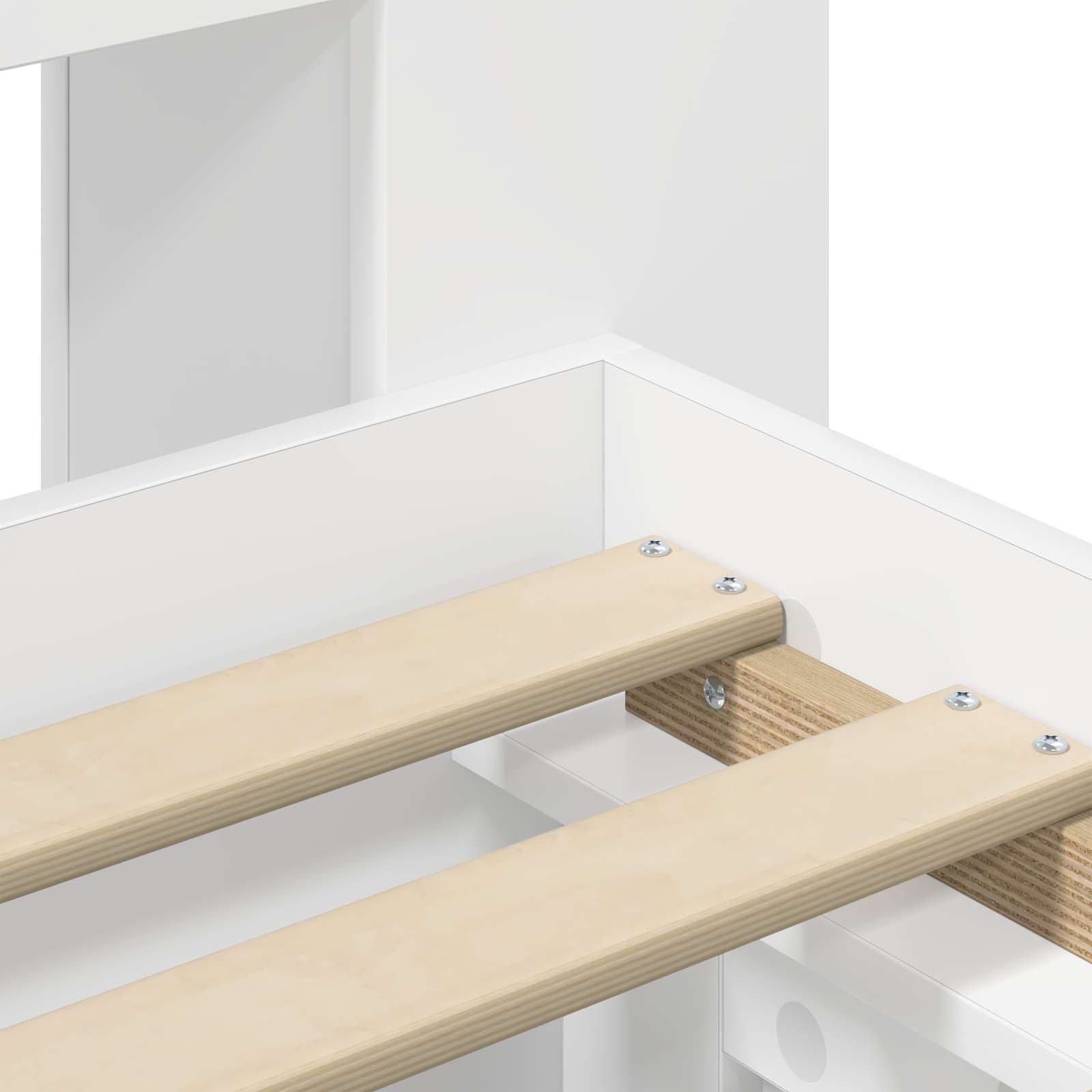 Sengestel med opbevaring Hvid 140 x 200 cm Konstrueret træ