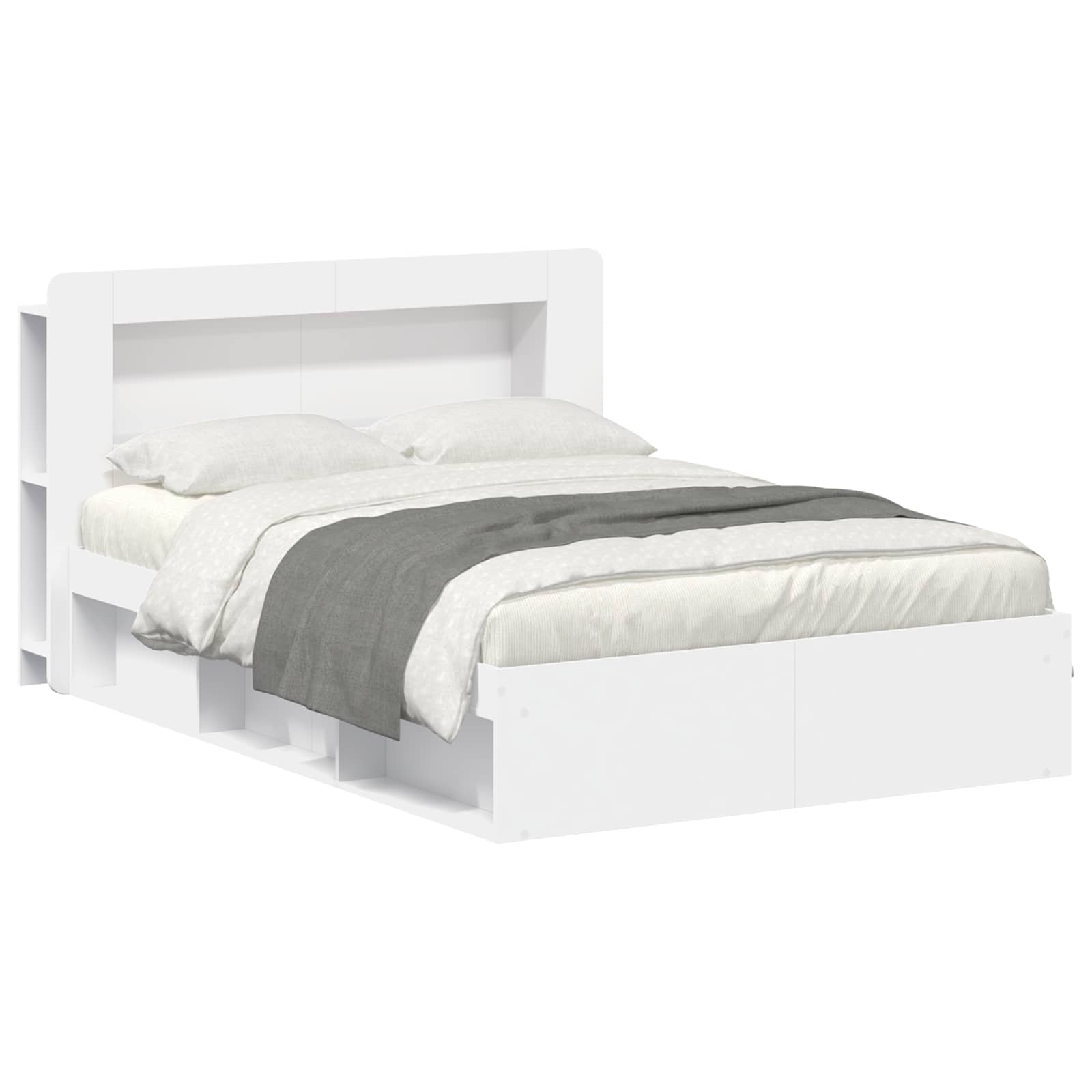 Sengestel med opbevaring Hvid 140 x 200 cm Konstrueret træ