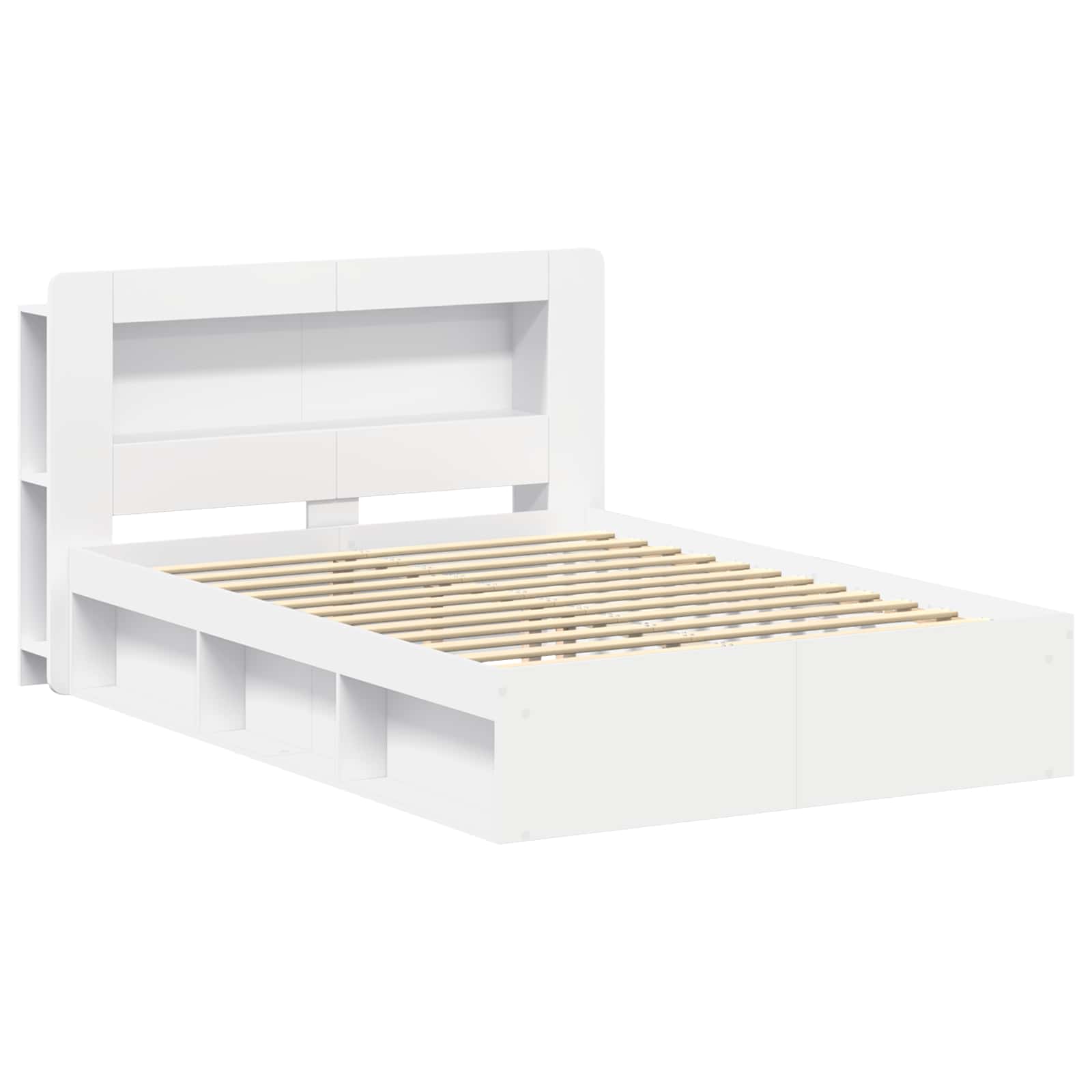 Sengestel med opbevaring Hvid 160 x 200 cm Konstrueret træ