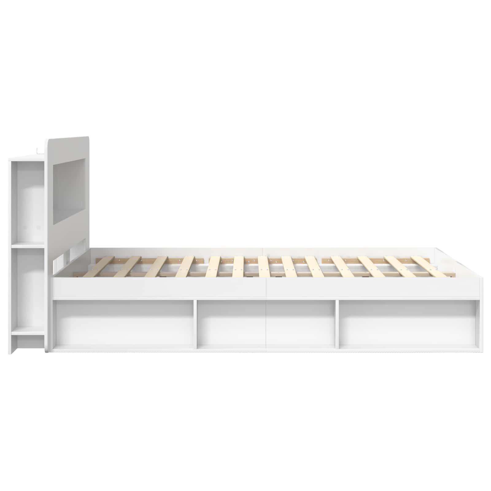 Sengestel med opbevaring Hvid 160 x 200 cm Konstrueret træ