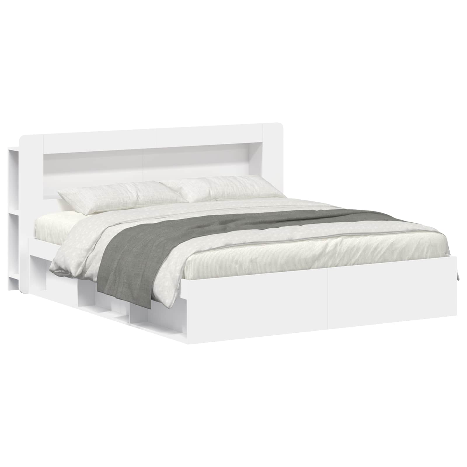 Sengestel med opbevaring Hvid 180 x 200 cm Konstrueret træ