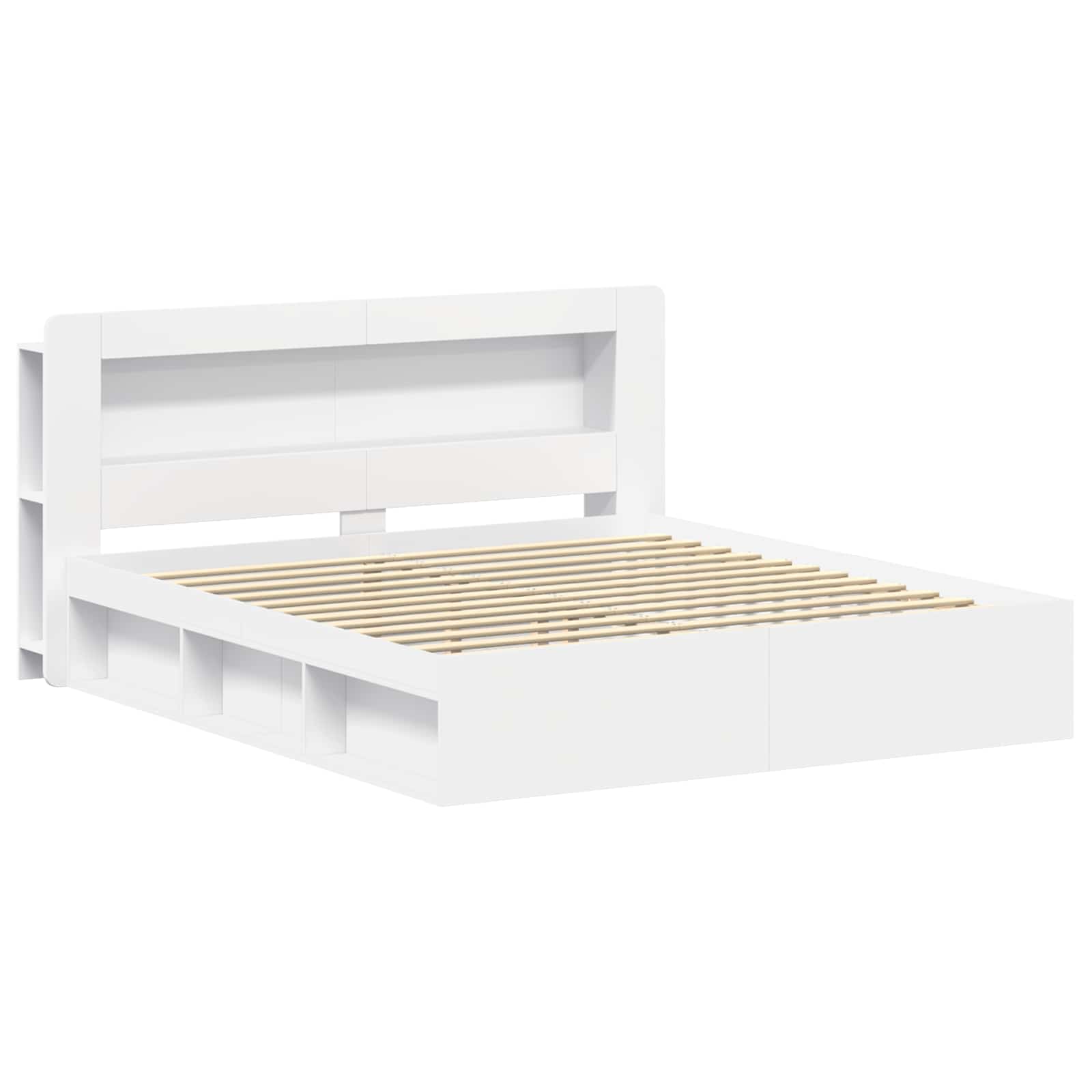 Sengestel med opbevaring Hvid 180 x 200 cm Konstrueret træ
