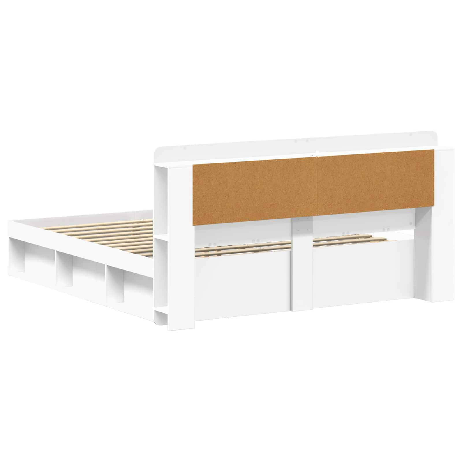 Sengestel med opbevaring Hvid 180 x 200 cm Konstrueret træ