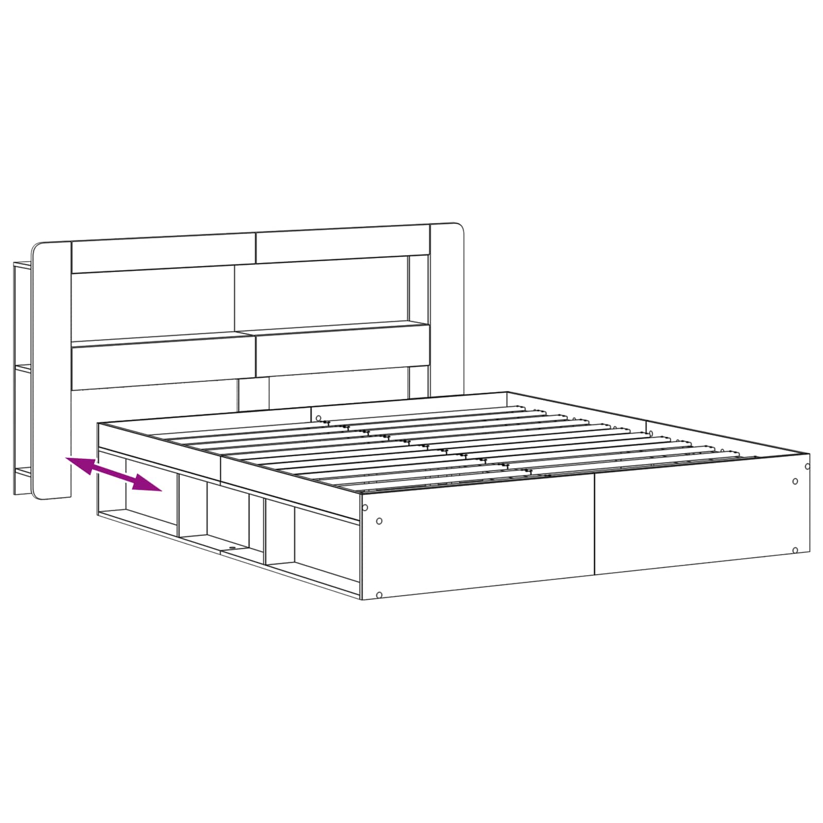 Sengestel med opbevaring Hvid 180 x 200 cm Konstrueret træ