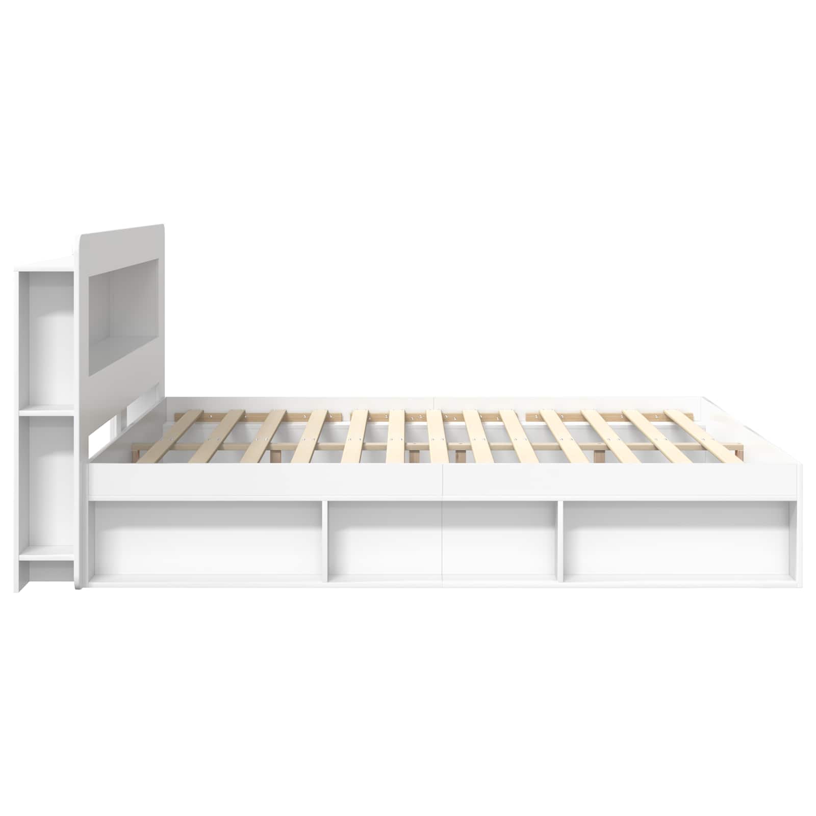 Sengestel med opbevaring Hvid 180 x 200 cm Konstrueret træ