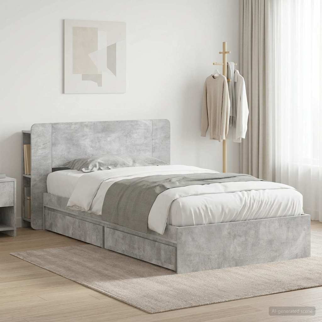 Sengestel med opbevaring Betongrå 75 x 190 cm Konstrueret træ