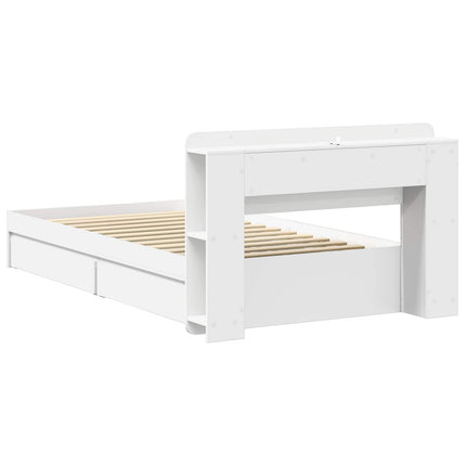 Sengestel med opbevaring Hvid 75 x 190 cm Konstrueret træ