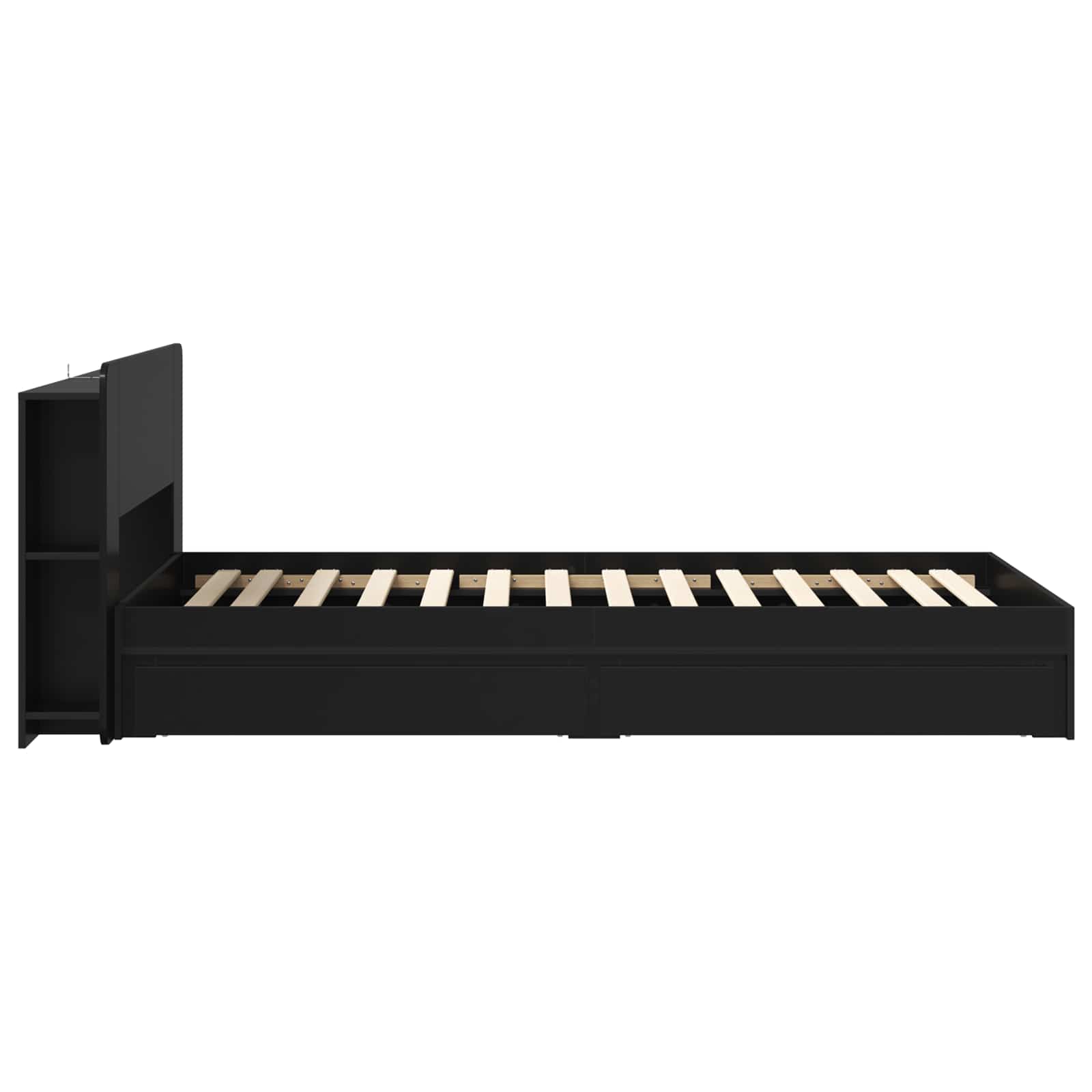 Sengestel med opbevaring Sort 90 x 190 cm Konstrueret træ
