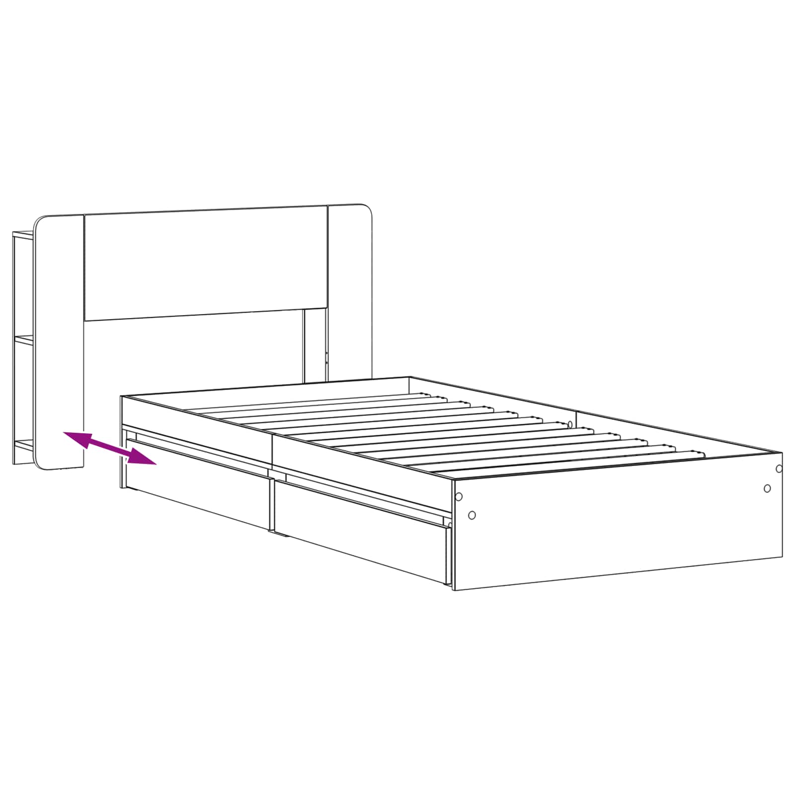 Sengestel med opbevaring Røget eg 90 x 190 cm Konstrueret træ