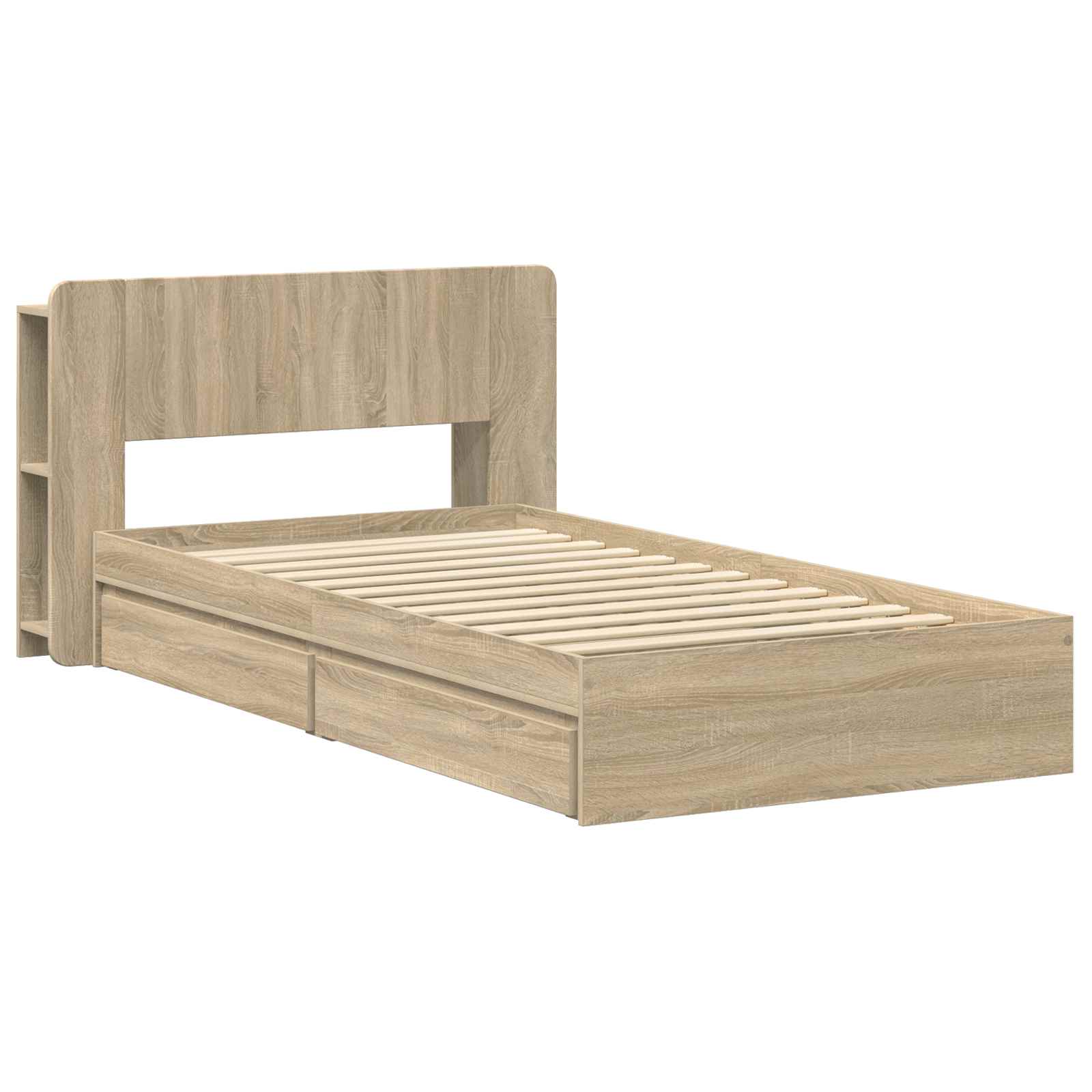 Sengestel med opbevaring Sonoma-eg 90 x 200 cm Konstrueret træ