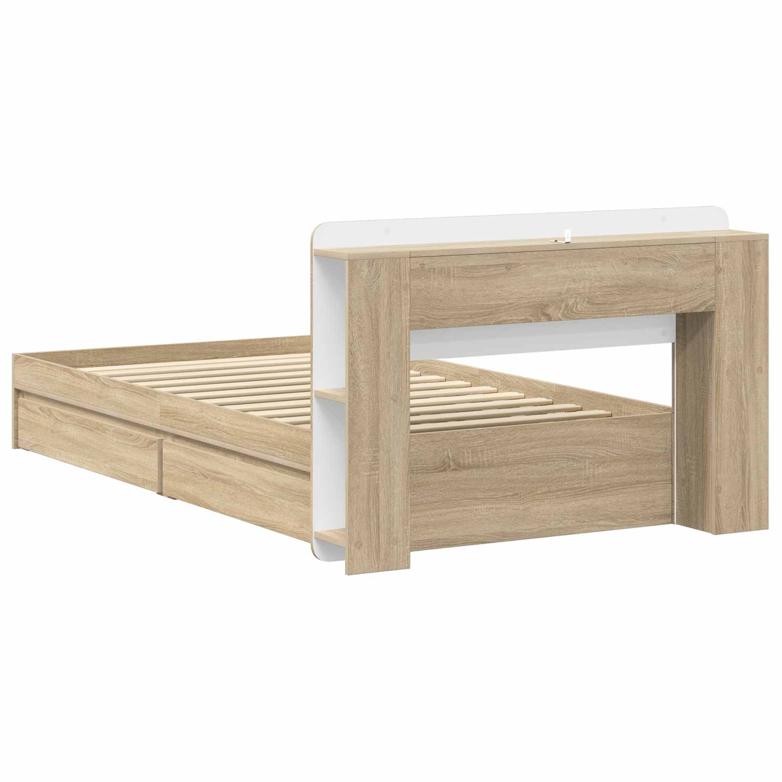 Sengestel med opbevaring Sonoma-eg 90 x 200 cm Konstrueret træ