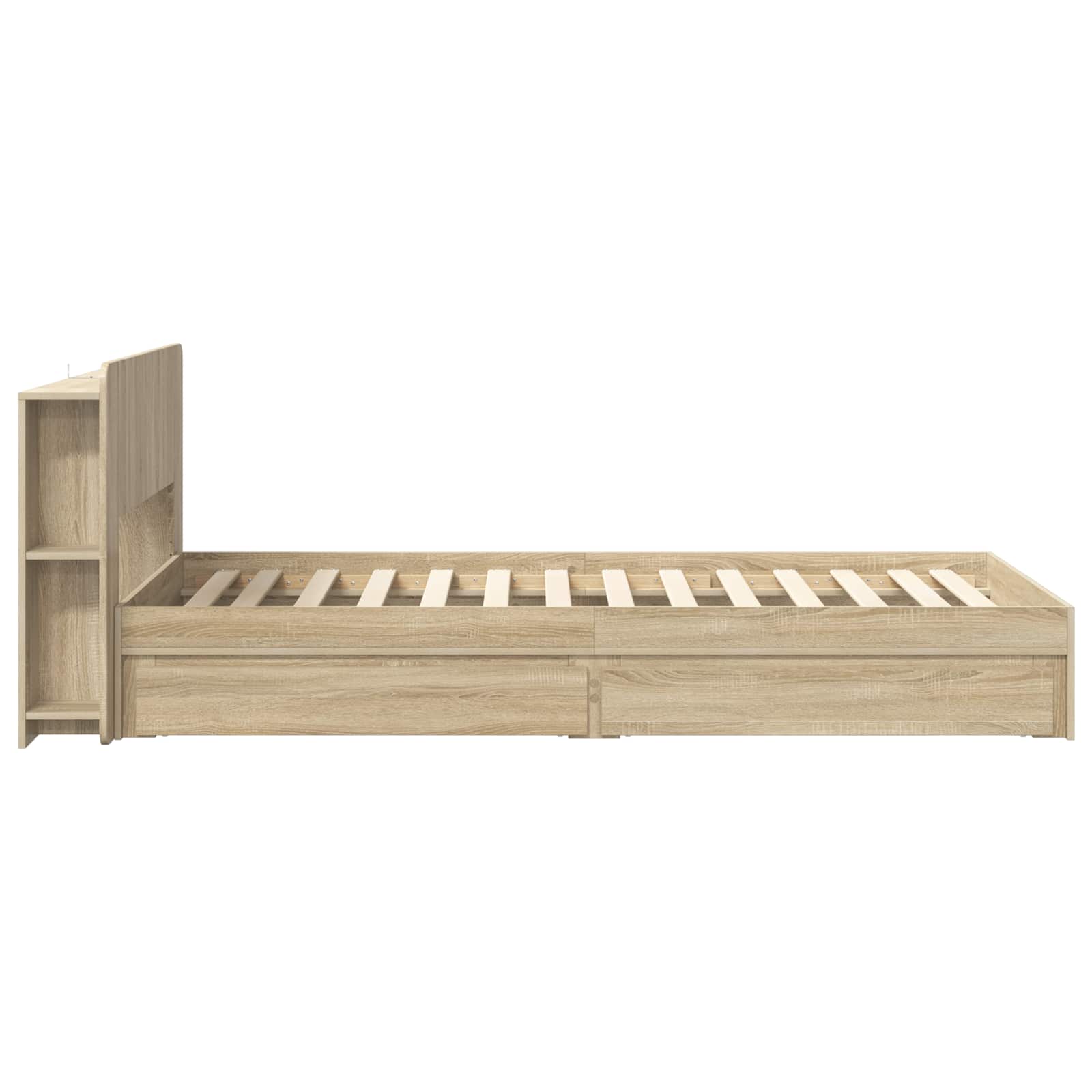 Sengestel med opbevaring Sonoma-eg 90 x 200 cm Konstrueret træ