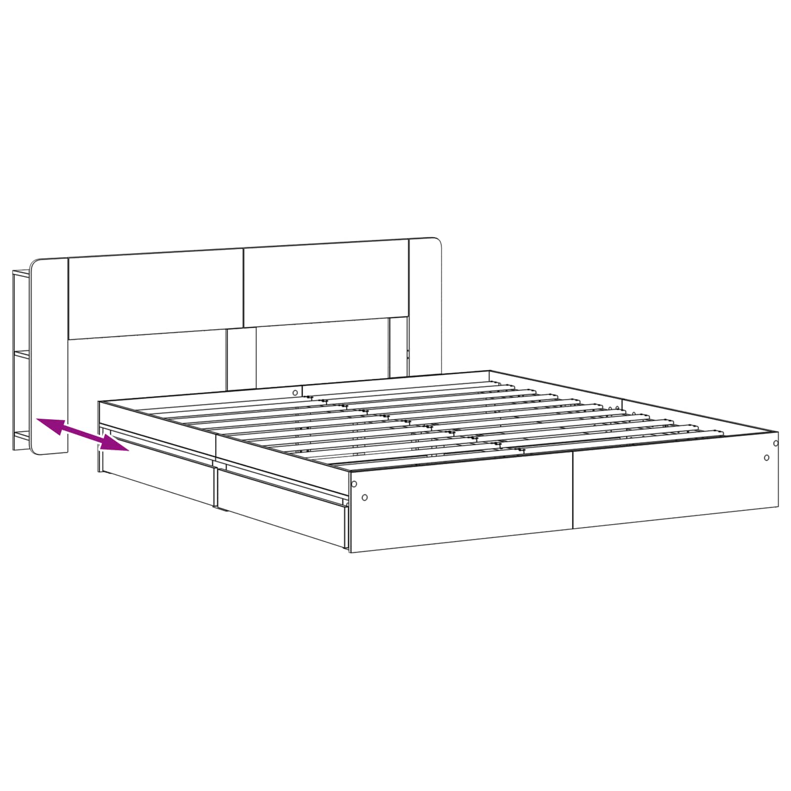 Sengestel med opbevaring Sort 200 x 200 cm Konstrueret træ