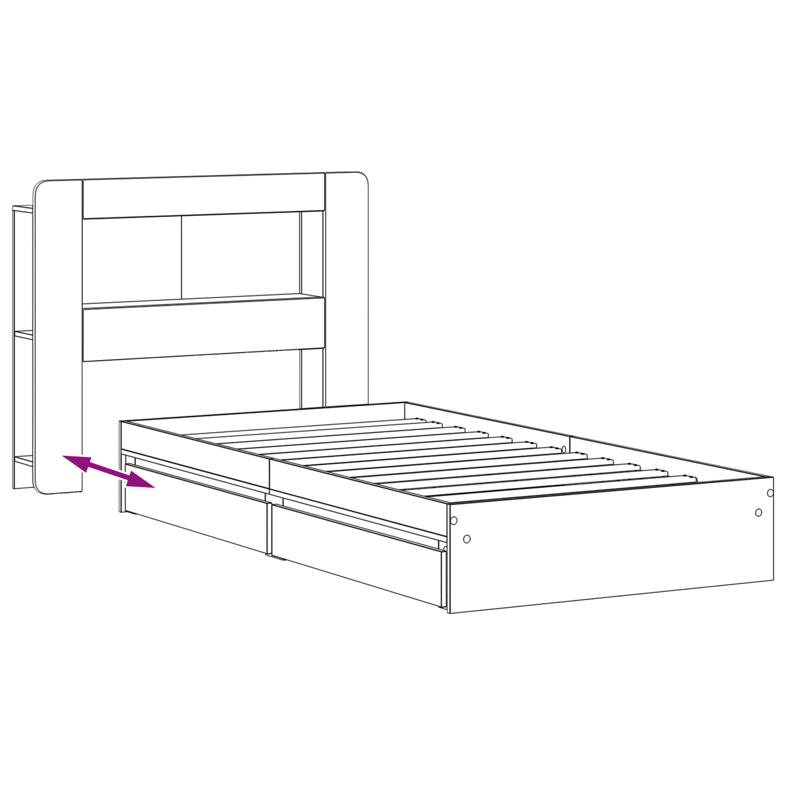 Sengestel med opbevaring Grå Sonoma 75 x 190 cm Konstrueret træ