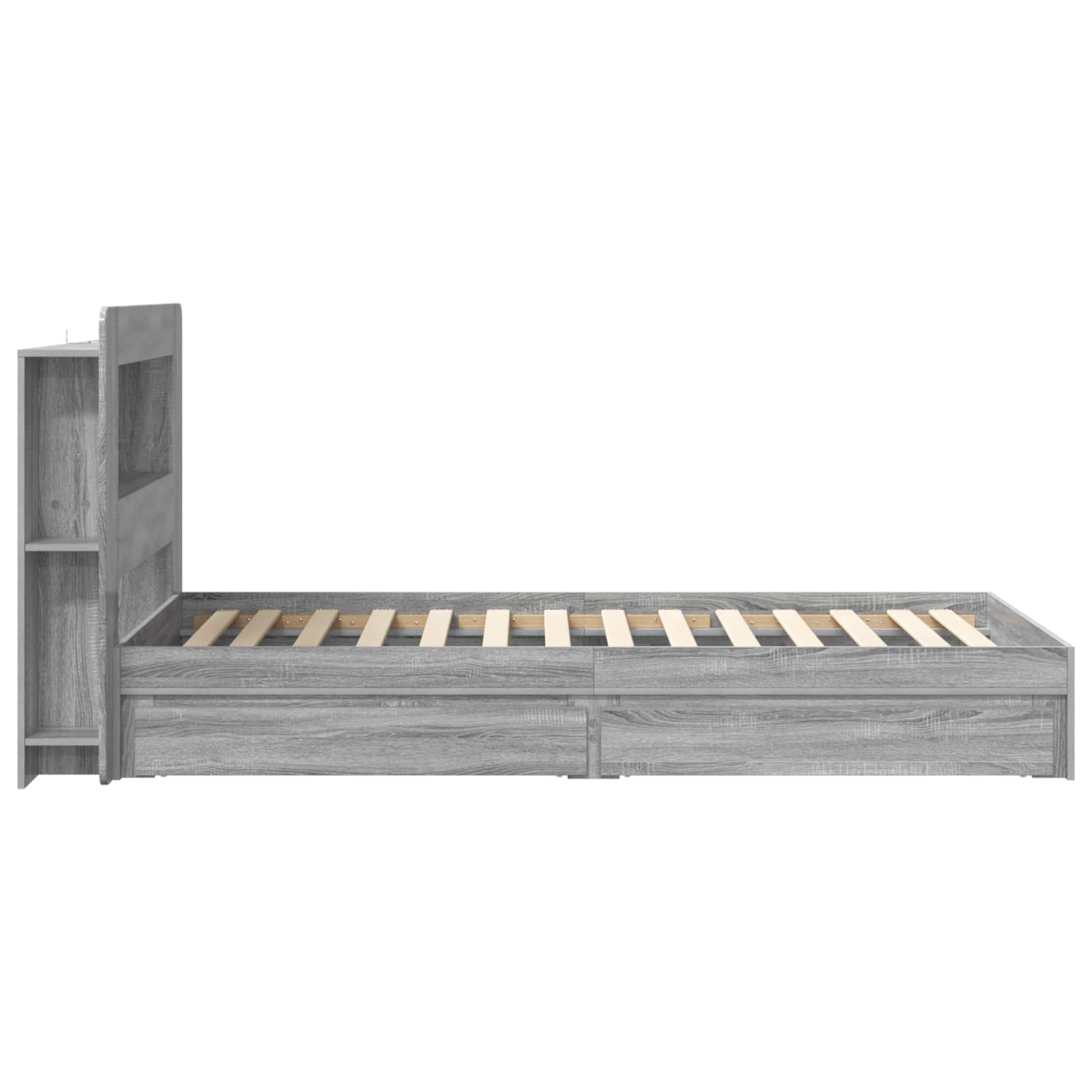 Sengestel med opbevaring Grå Sonoma 75 x 190 cm Konstrueret træ