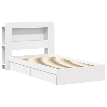 Sengestel med opbevaring Hvid 80 x 200 cm Konstrueret træ