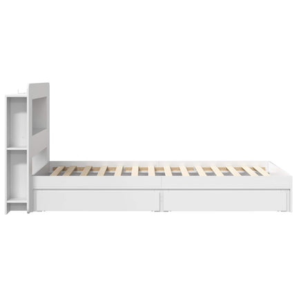 Sengestel med opbevaring Hvid 80 x 200 cm Konstrueret træ