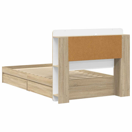 Sengestel med opbevaring Sonoma-eg 100 x 200 cm Konstrueret træ