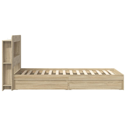 Sengestel med opbevaring Sonoma-eg 90 x 200 cm Konstrueret træ