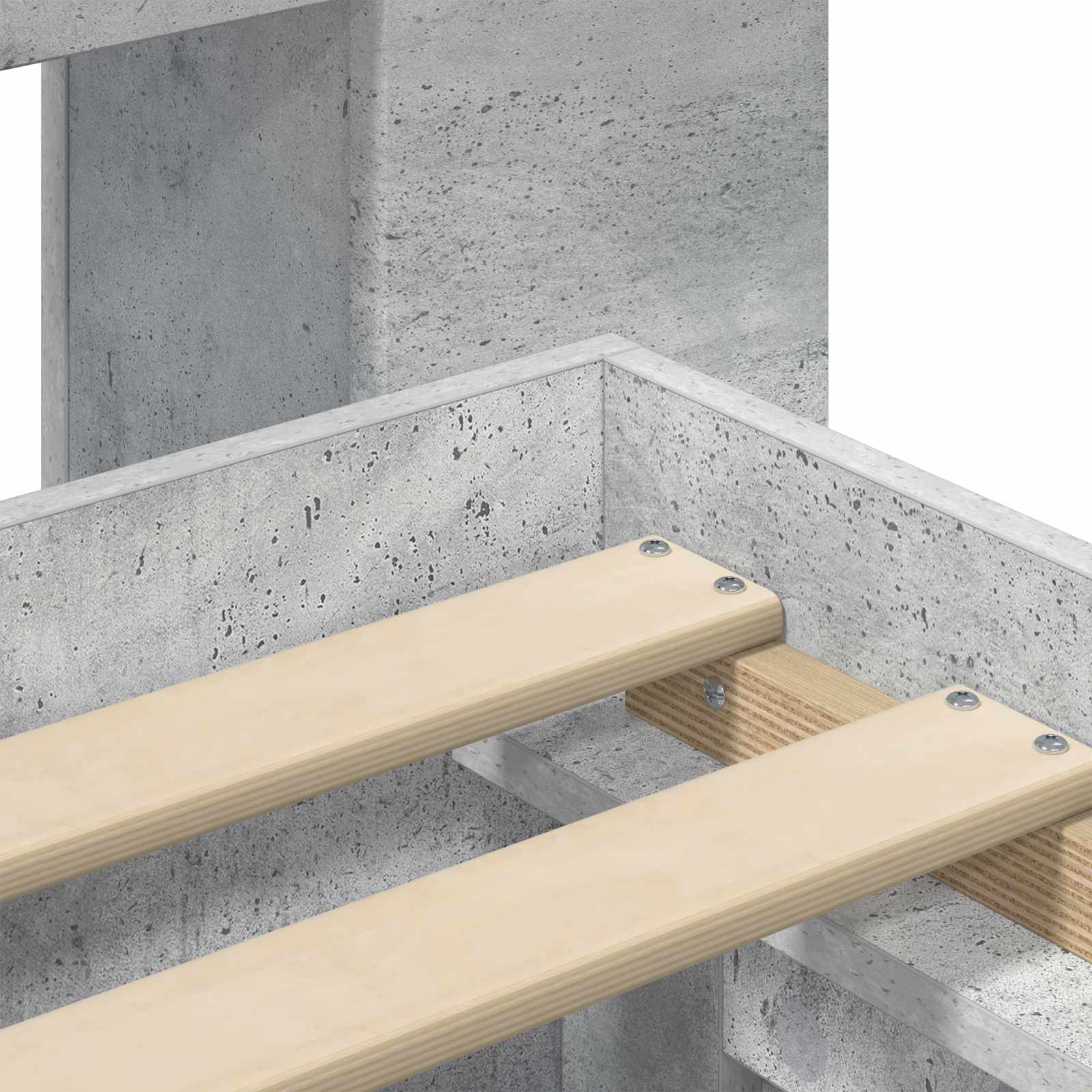 Sengestel med opbevaring Betongrå 135 x 190 cm Konstrueret træ