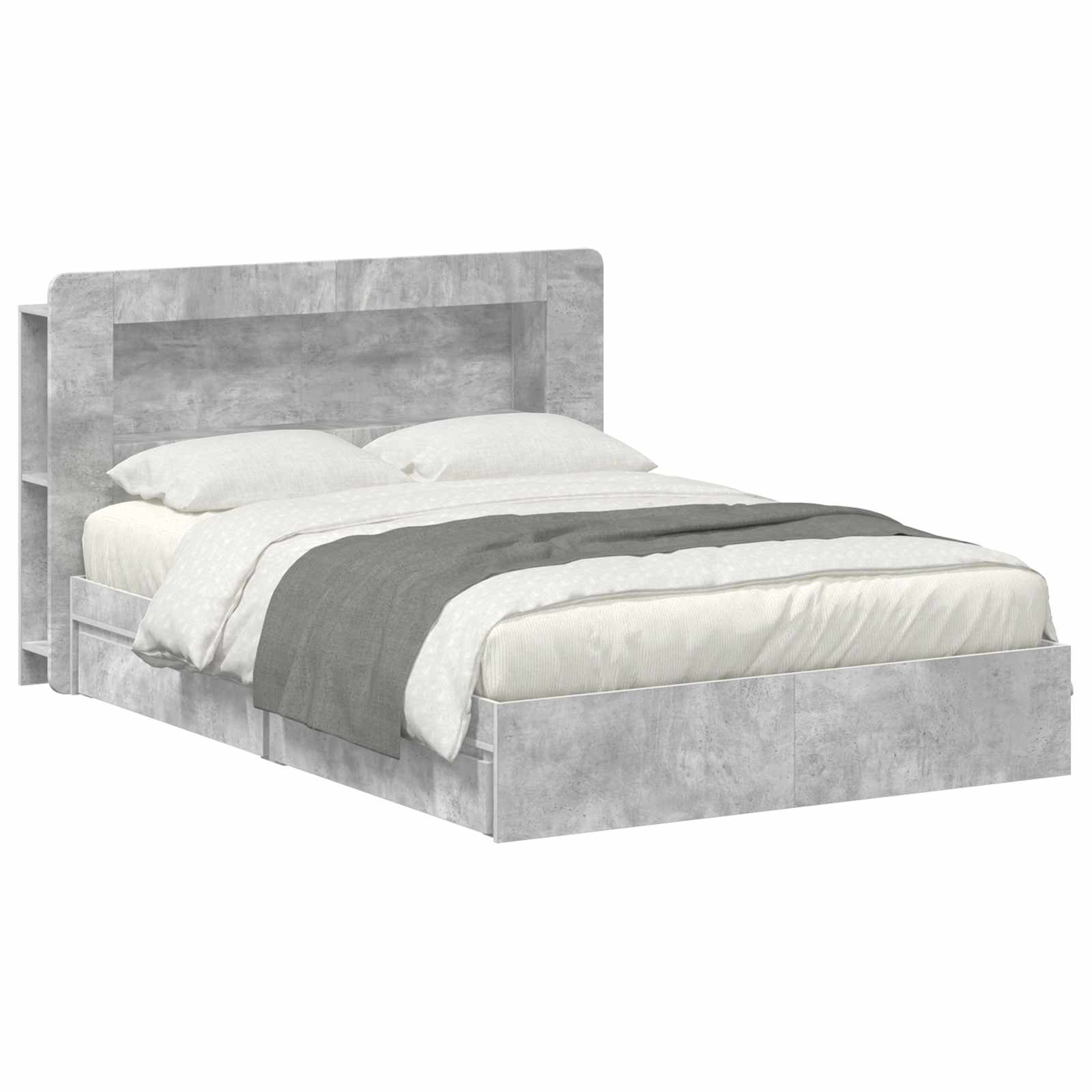 Sengestel med opbevaring Betongrå 135 x 190 cm Konstrueret træ