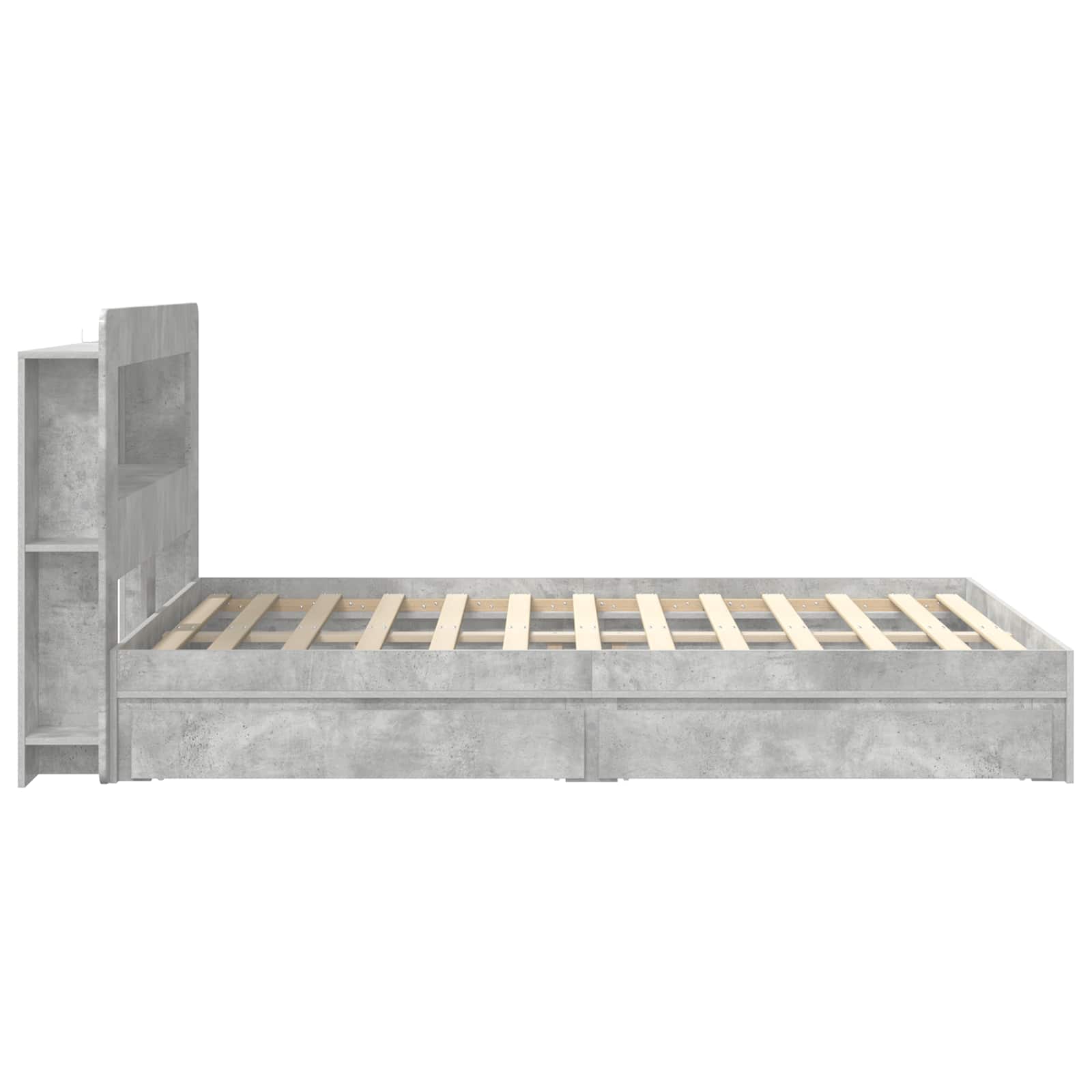 Sengestel med opbevaring Betongrå 135 x 190 cm Konstrueret træ