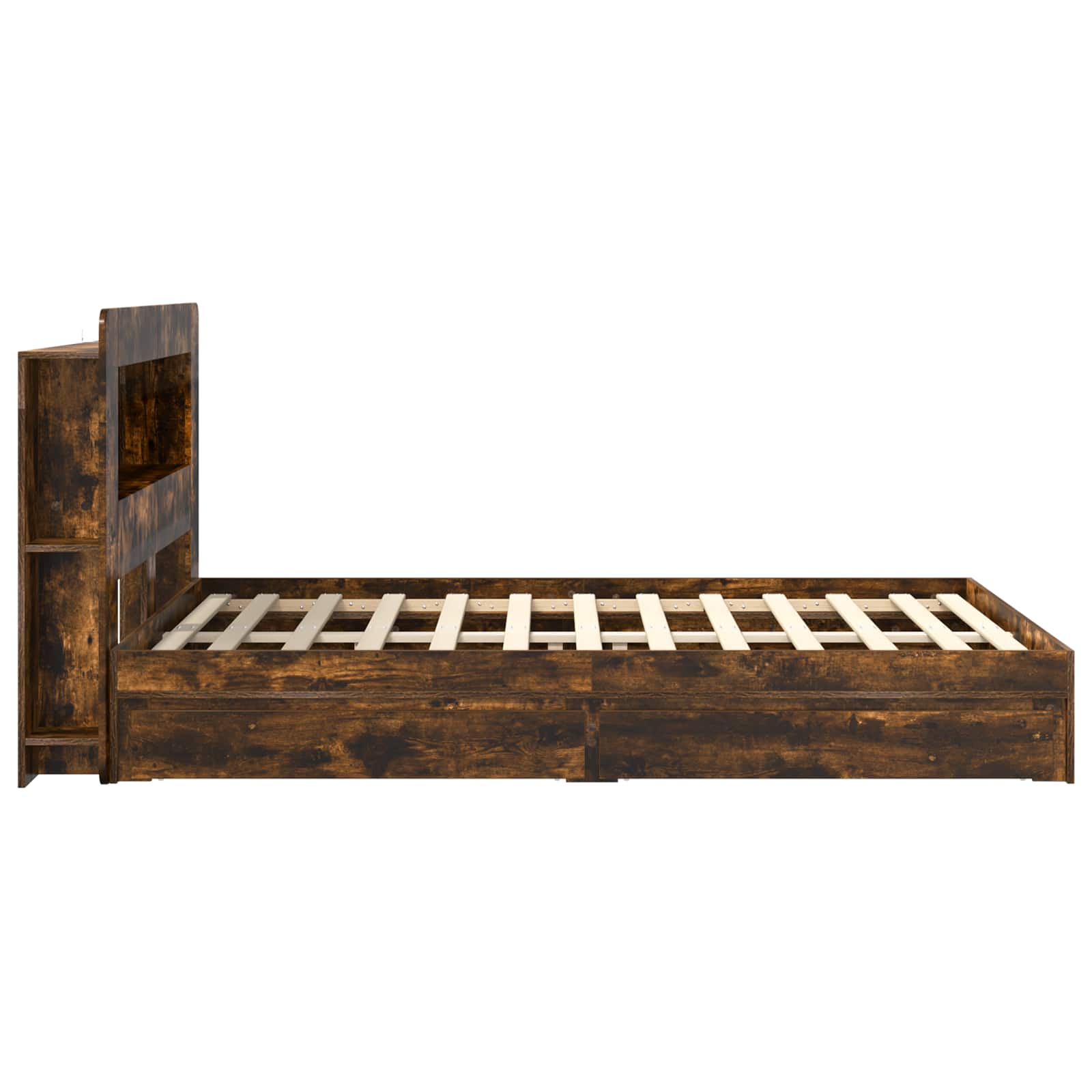 Sengestel med opbevaring Røget eg 135 x 190 cm Konstrueret træ