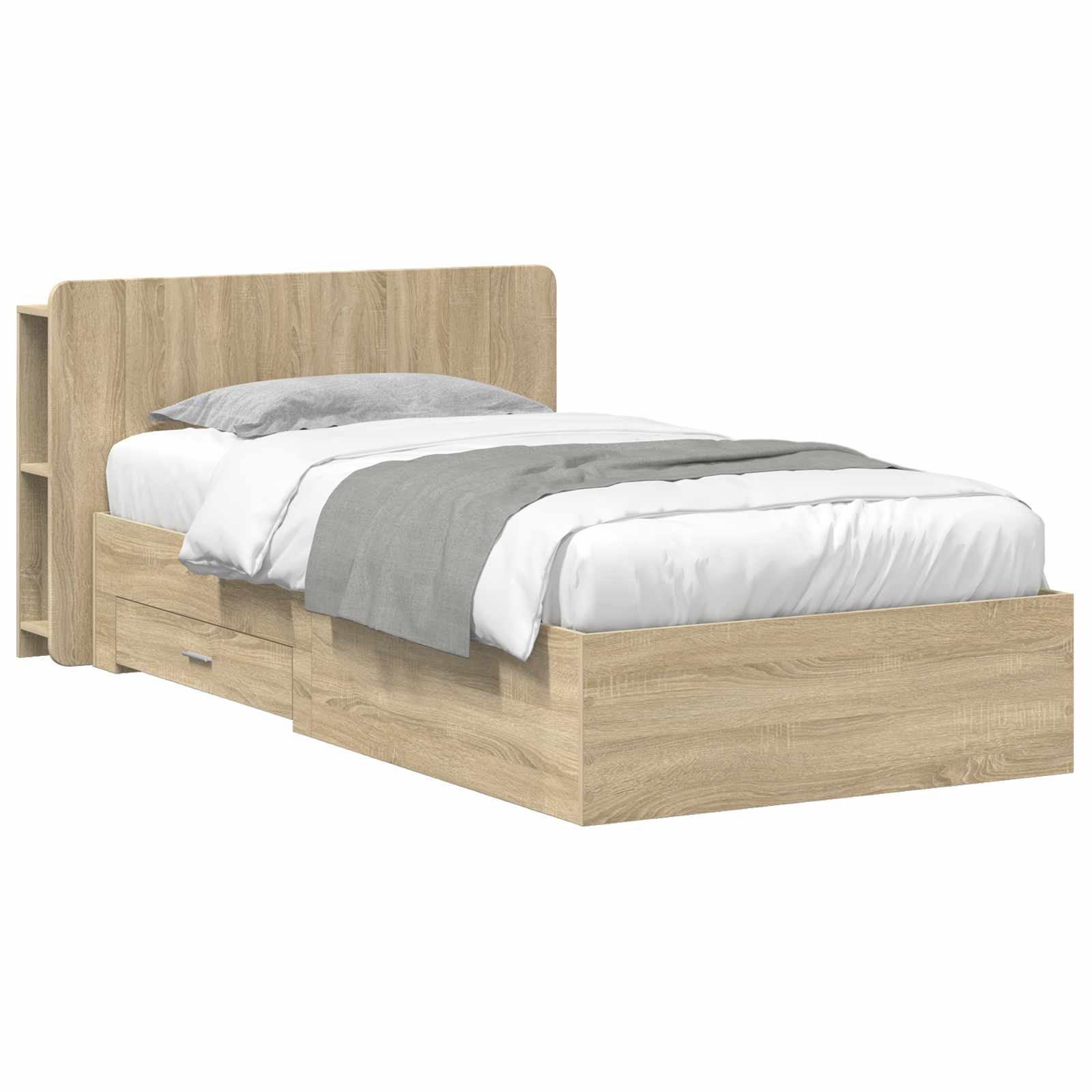 Sengestel med opbevaring Sonoma-eg 75 x 190 cm Konstrueret træ