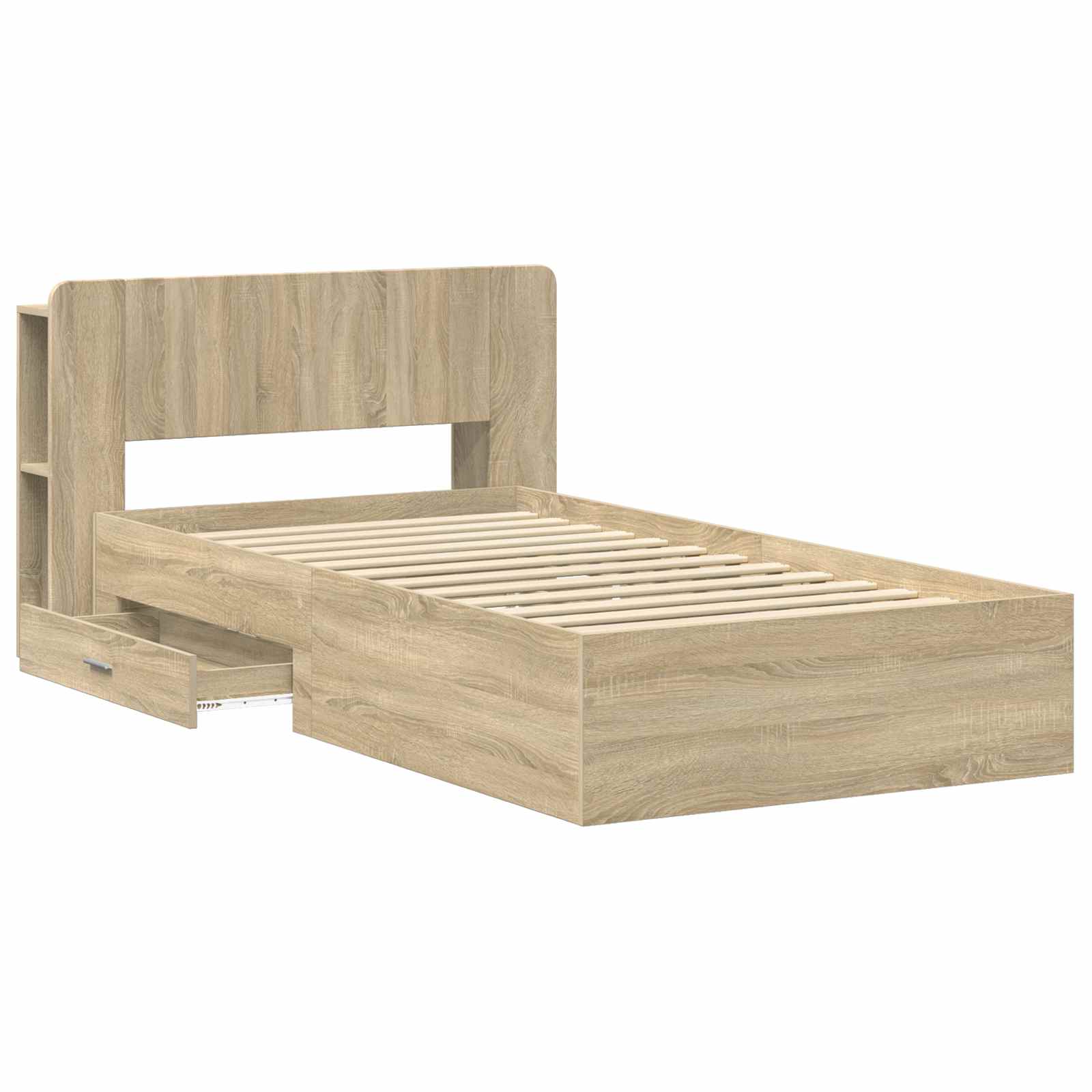 Sengestel med opbevaring Sonoma-eg 75 x 190 cm Konstrueret træ