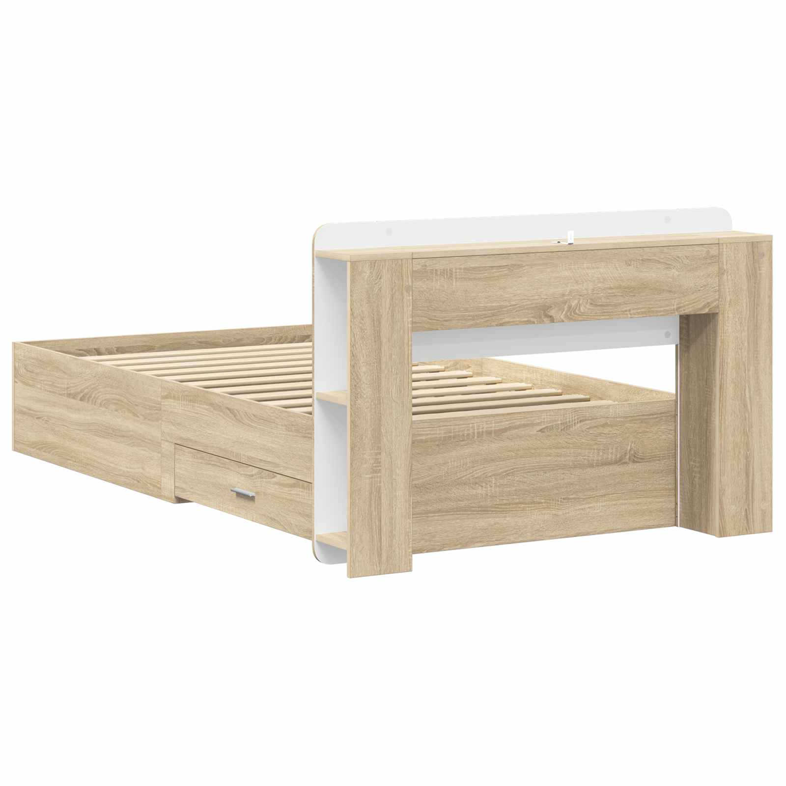 Sengestel med opbevaring Sonoma-eg 75 x 190 cm Konstrueret træ