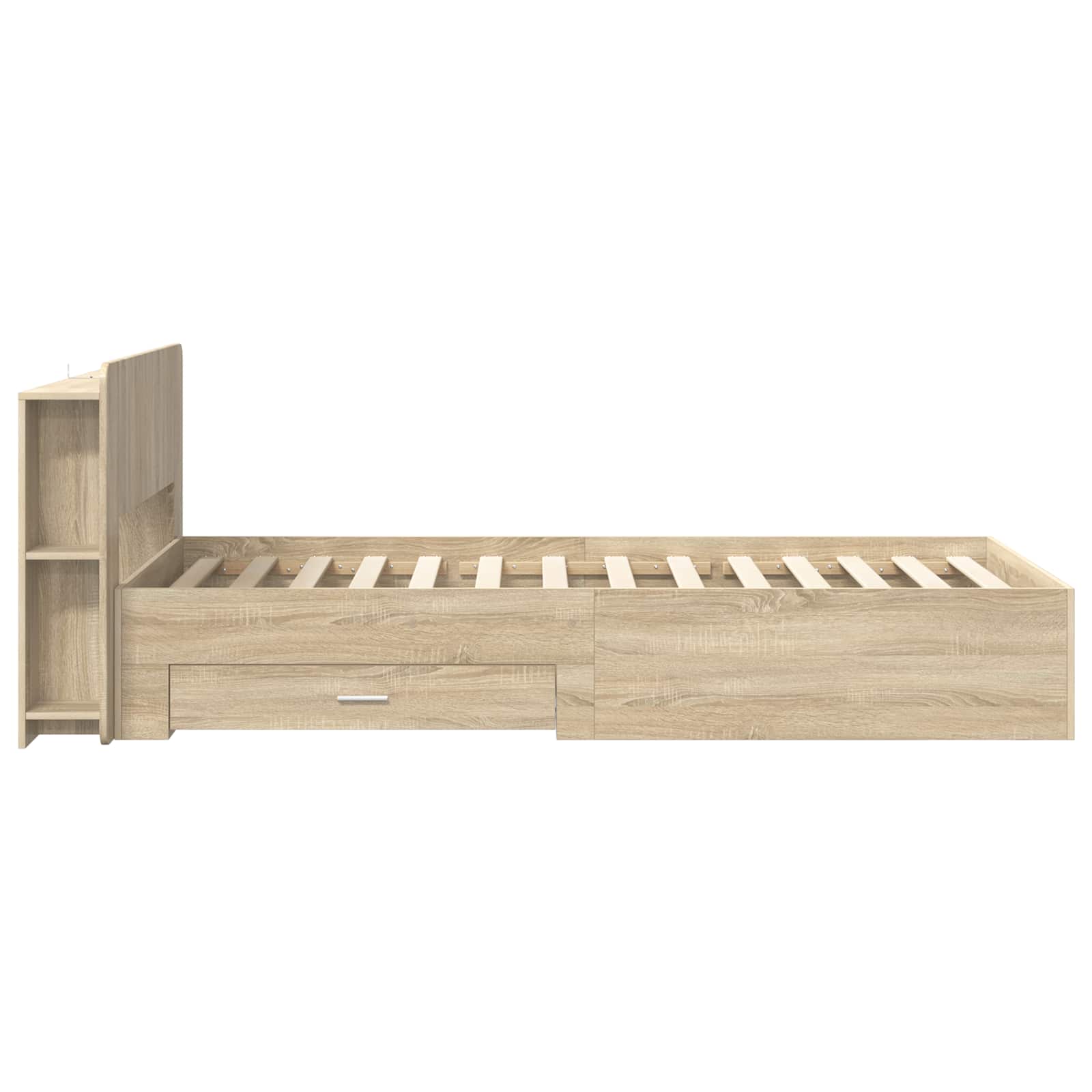 Sengestel med opbevaring Sonoma-eg 75 x 190 cm Konstrueret træ