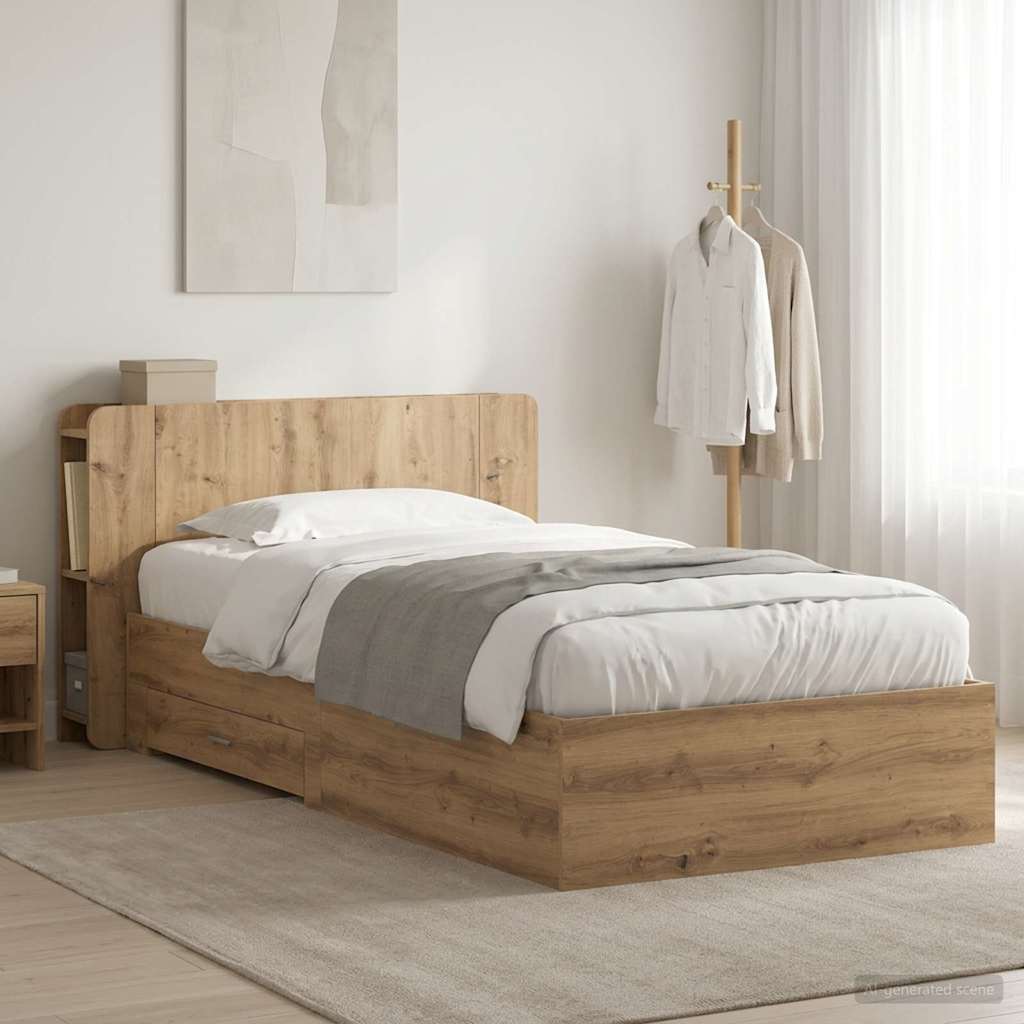 Sengestel med opbevaring Artisan-eg 80 x 200 cm Konstrueret træ