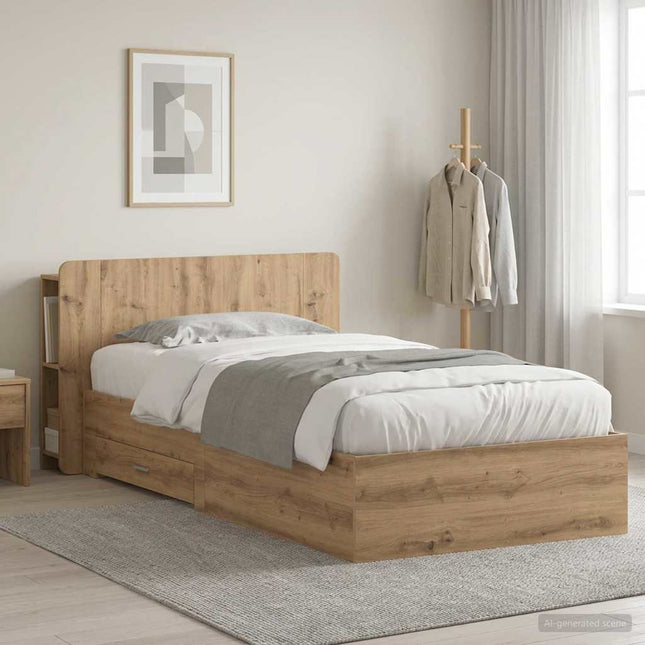 Sengestel med opbevaring Artisan-eg 90 x 190 cm Konstrueret træ
