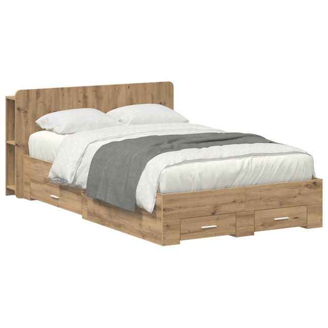 Sengestel med opbevaring med hovedgærde Artisan-eg 120 x 190 cm