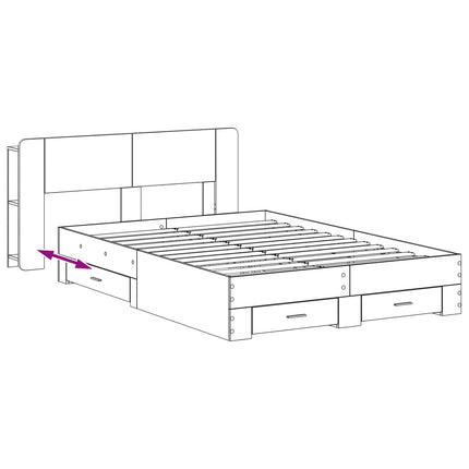Sengestel med opbevaring Sonoma-eg 150 x 200 cm Konstrueret træ