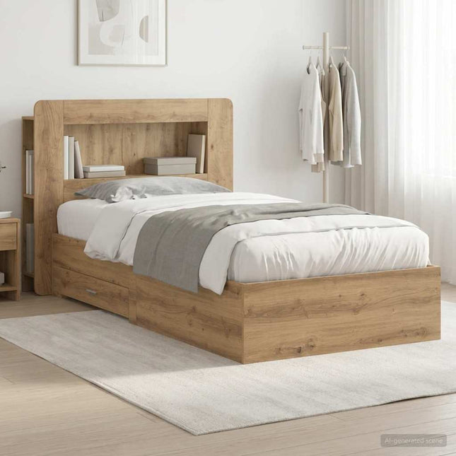 Sengestel med opbevaring Artisan-eg 80 x 200 cm Konstrueret træ