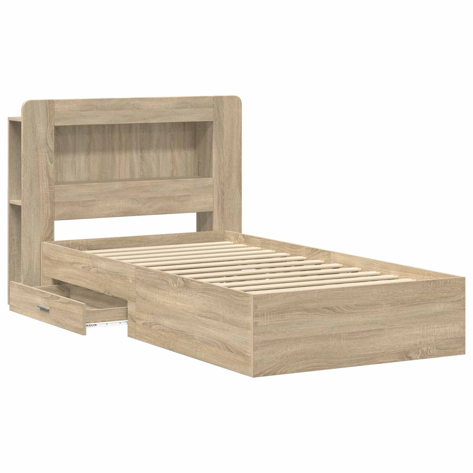 Sengestel med opbevaring Sonoma-eg 80 x 200 cm Konstrueret træ