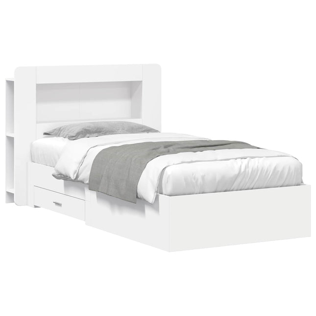 Sengestel med opbevaring Hvid 80 x 200 cm Konstrueret træ