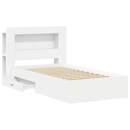 Sengestel med opbevaring Hvid 80 x 200 cm Konstrueret træ
