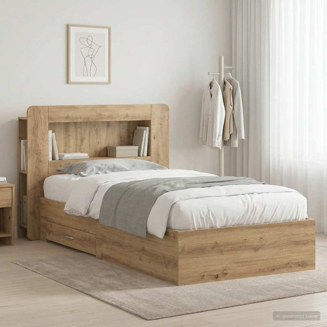 Sengestel med opbevaring Artisan-eg 90 x 190 cm Konstrueret træ