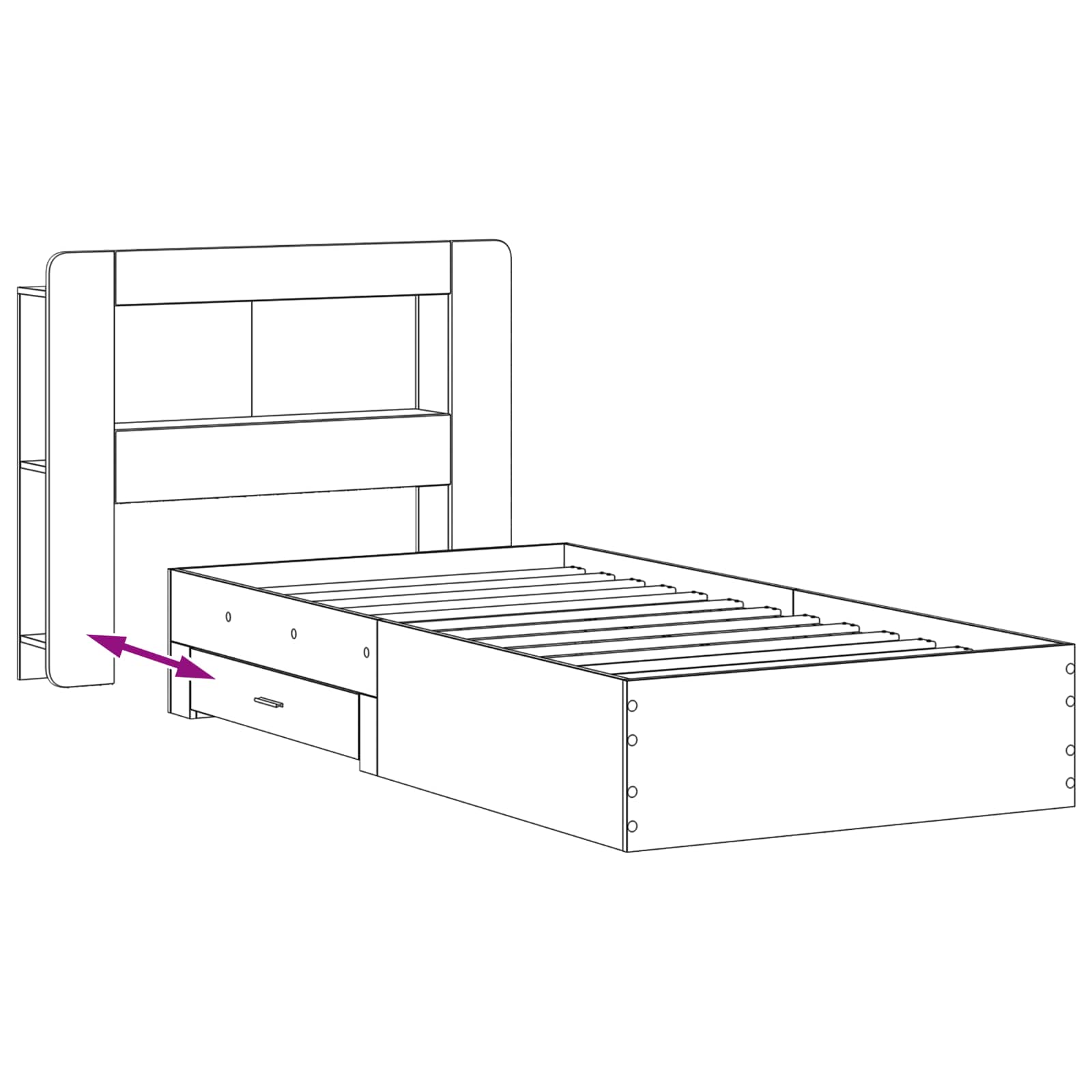 Sengestel med opbevaring Røget eg 100 x 200 cm Konstrueret træ