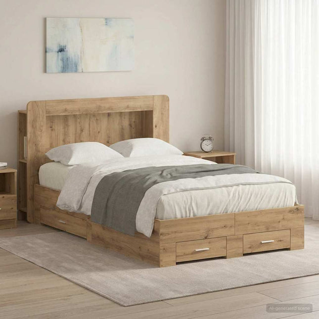 Sengestel med opbevaring med hovedgærde Artisan-eg 120 x 190 cm