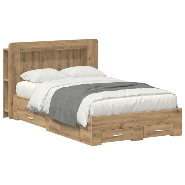 Sengestel med opbevaring med hovedgærde Artisan-eg 120 x 190 cm